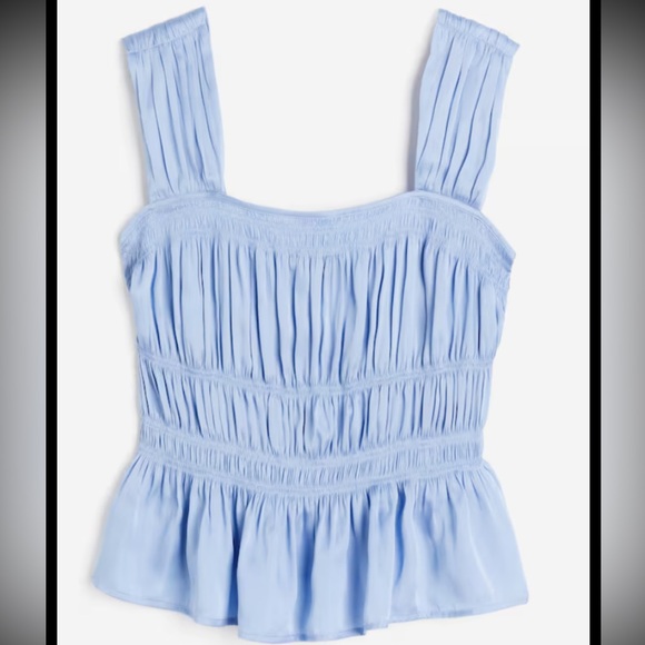 H&M Tops - H&M smocked satiny top. NWOT Size L